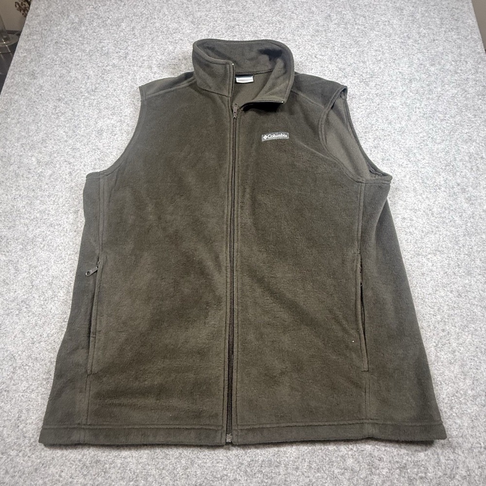 Columbia Steens Mountain Fleece Vest Men 2XL Brown Full Zip AM1535 Outdoor